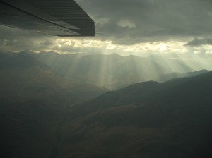 Flying into the Rocky Mountains of Idaho to raft the snake river.